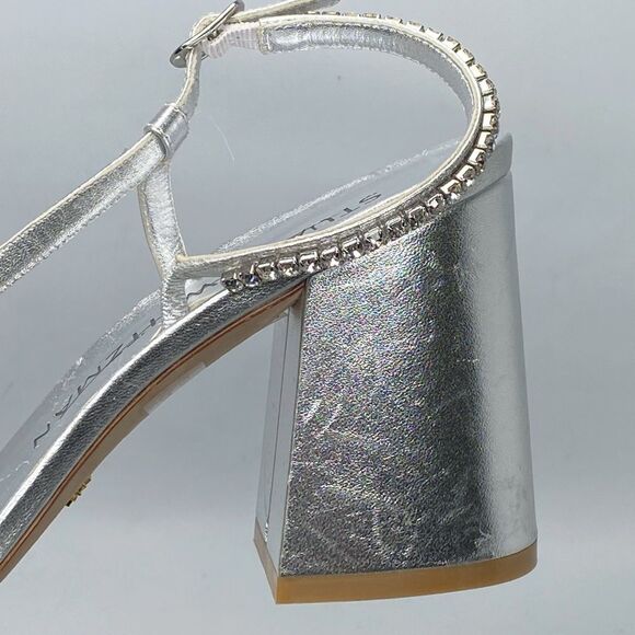 Stuart Weitzman Embellished Metallic Leather Sandals size 9.5 - Picture 7 of 12